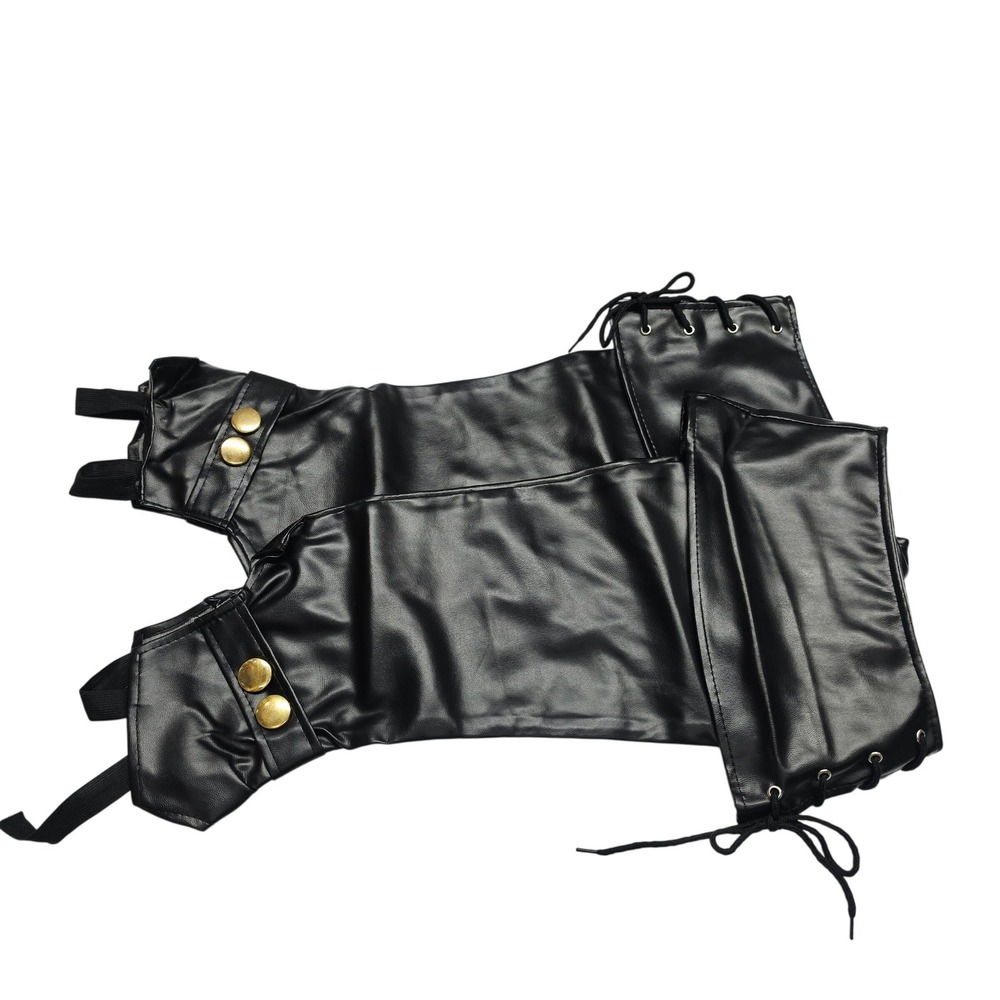 Franco American Novelty Boot Covers Women 21" Black Faux Leather Pirate Biker
